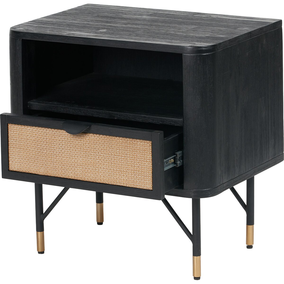 Fenix Acacia Rattan Bedside Table black/natural, ÉDITÉ