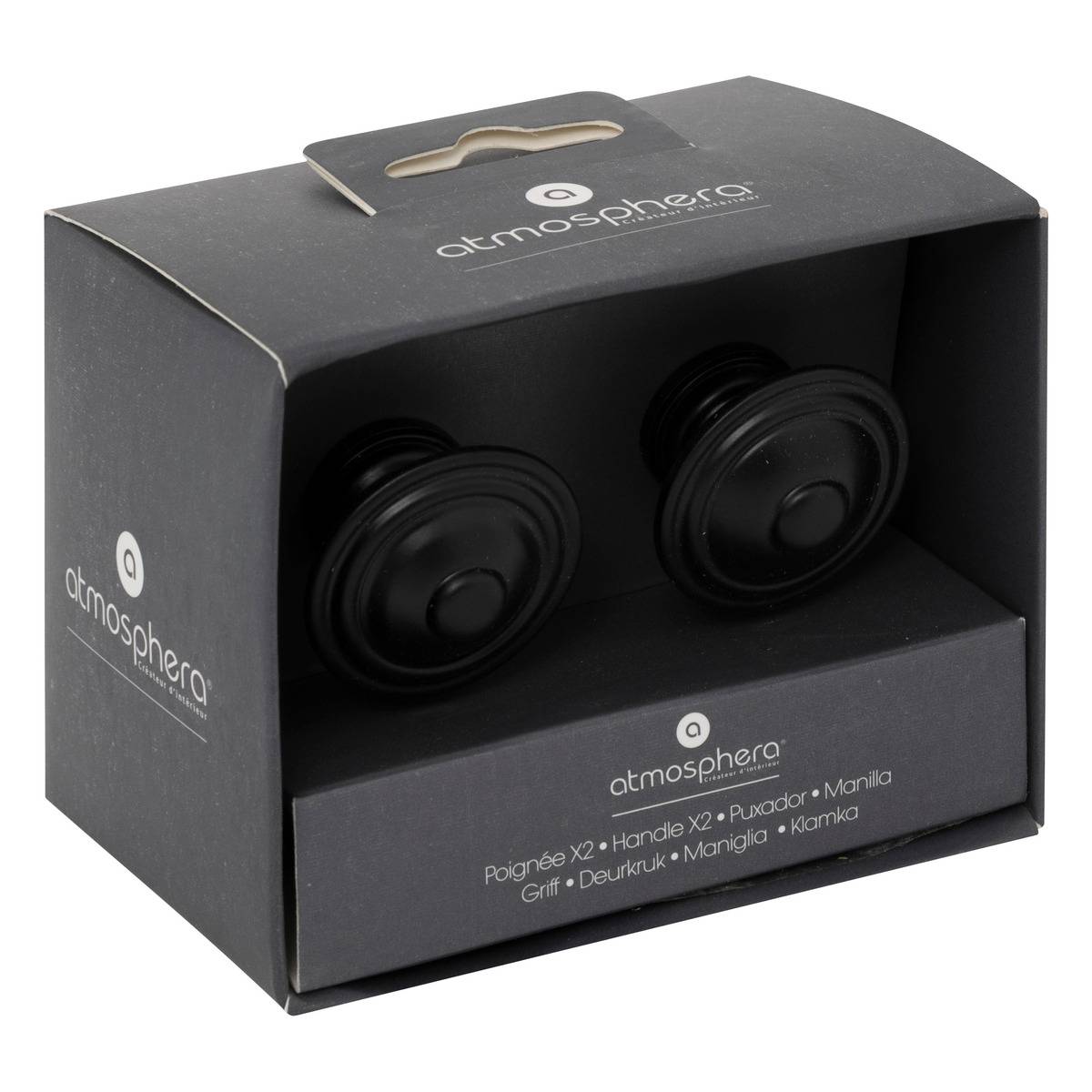 Lot de 2 boutons de meuble ALANA noir, ATMOSPHERA
