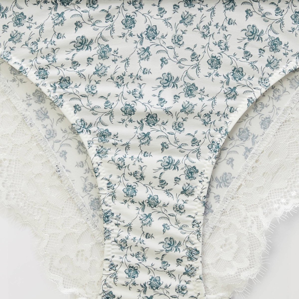 Culotte ZOE en microfibre imprimée et dentelle ecru, MONOPRIX