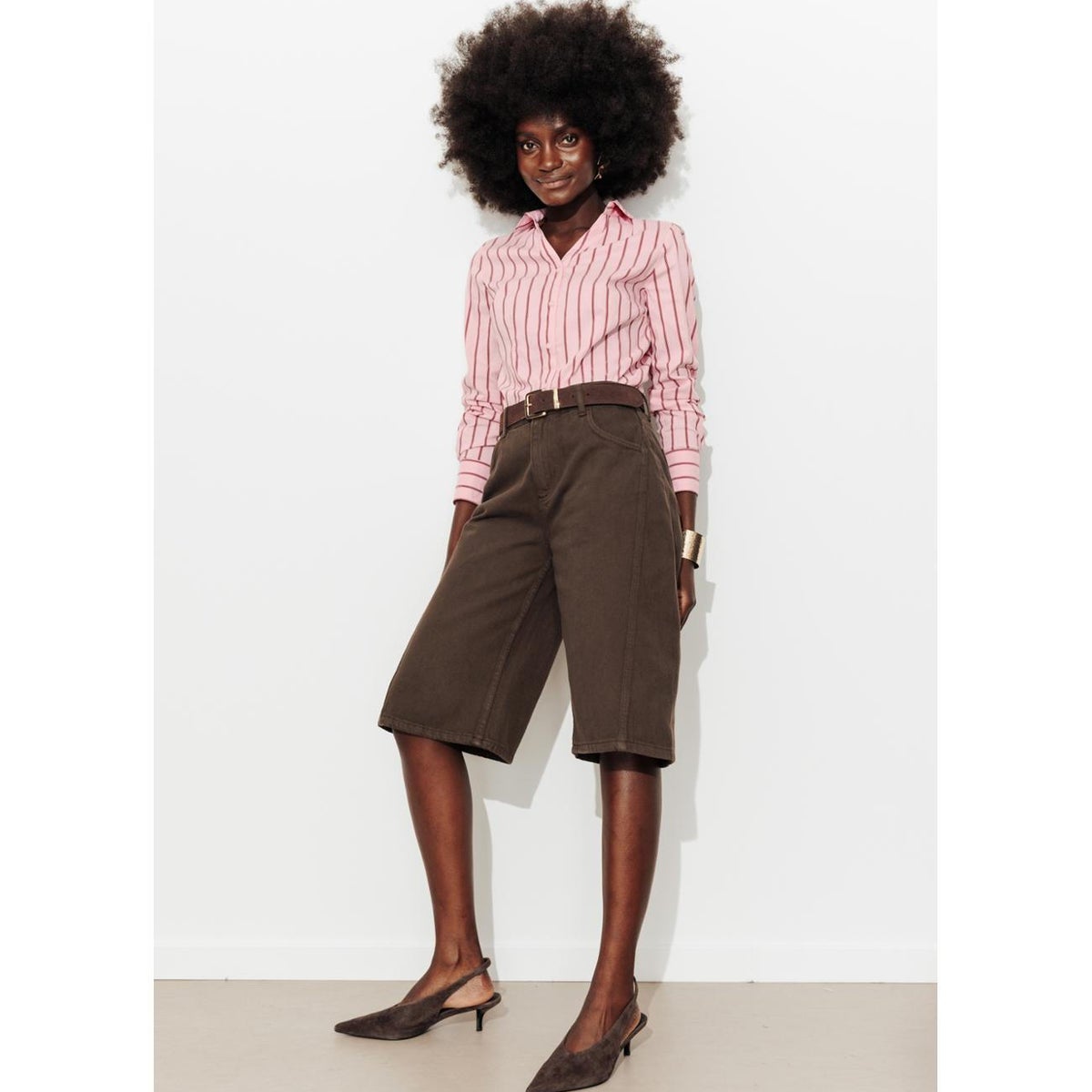 Chemise rayée cintrée rayé rose, PROMOD