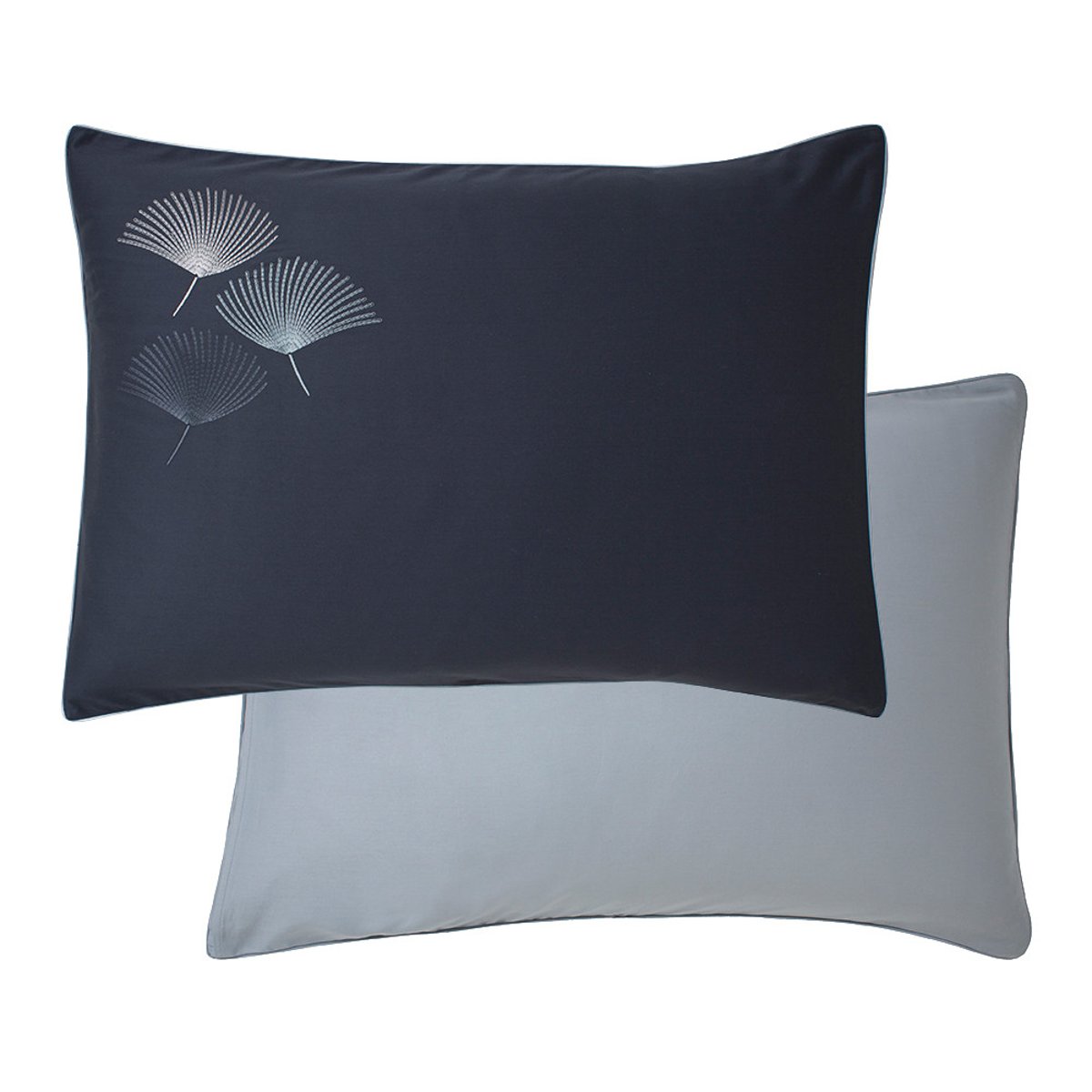 Taie d'oreiller satin de coton PISTIL bleu nuit, GARNIER THIEBAUT