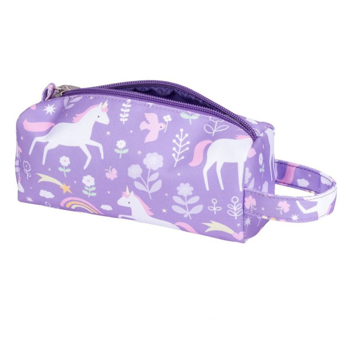 Trousse scolaire enfant avec poignée violet rêves de licorne, A LITTLE LOVELY COMPANY