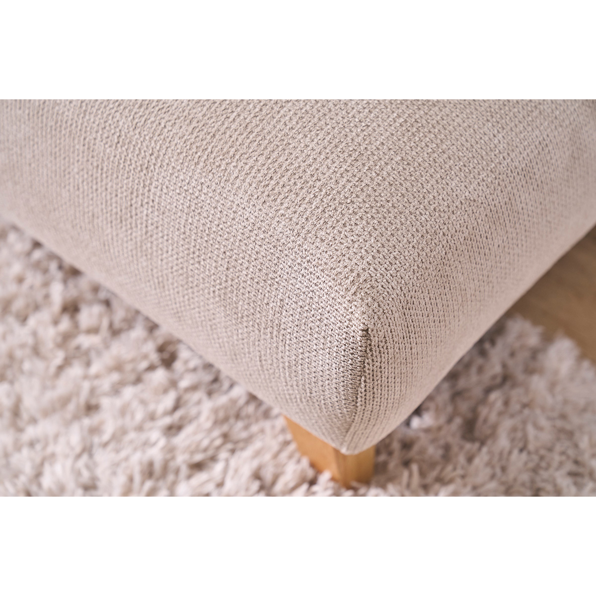 Canapé 3 places en tissu chenille beige et bois clair L201 cm BASTILLE beige, MILIBOO