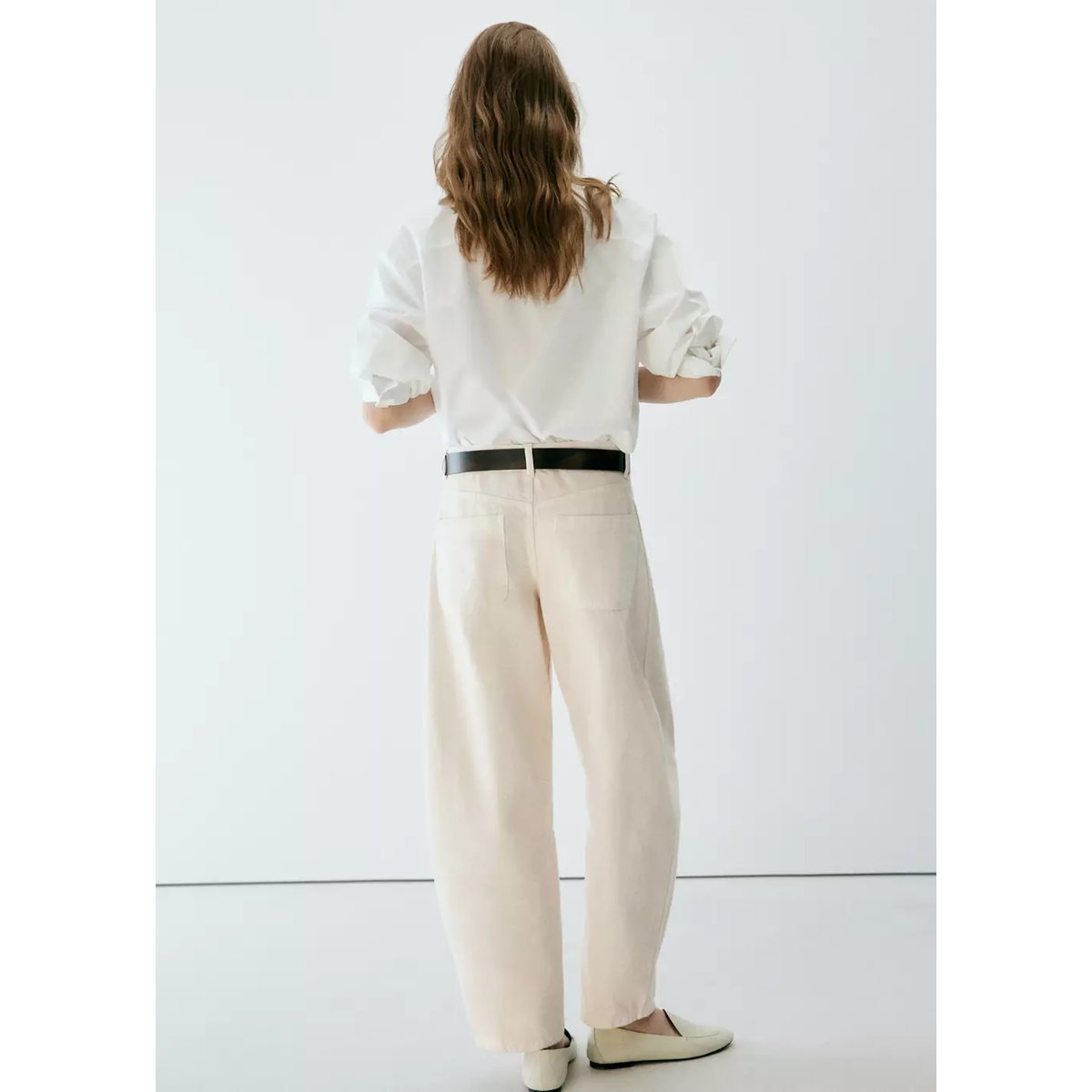 Jean balloon taille normale écru, MANGO