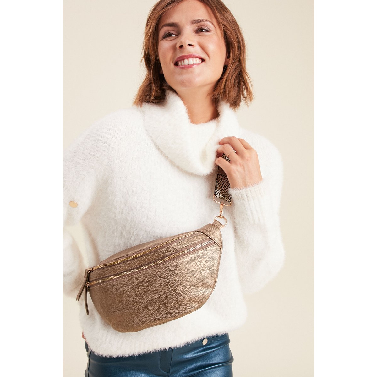 Sac banane zippé couleur cuivre, BREAL