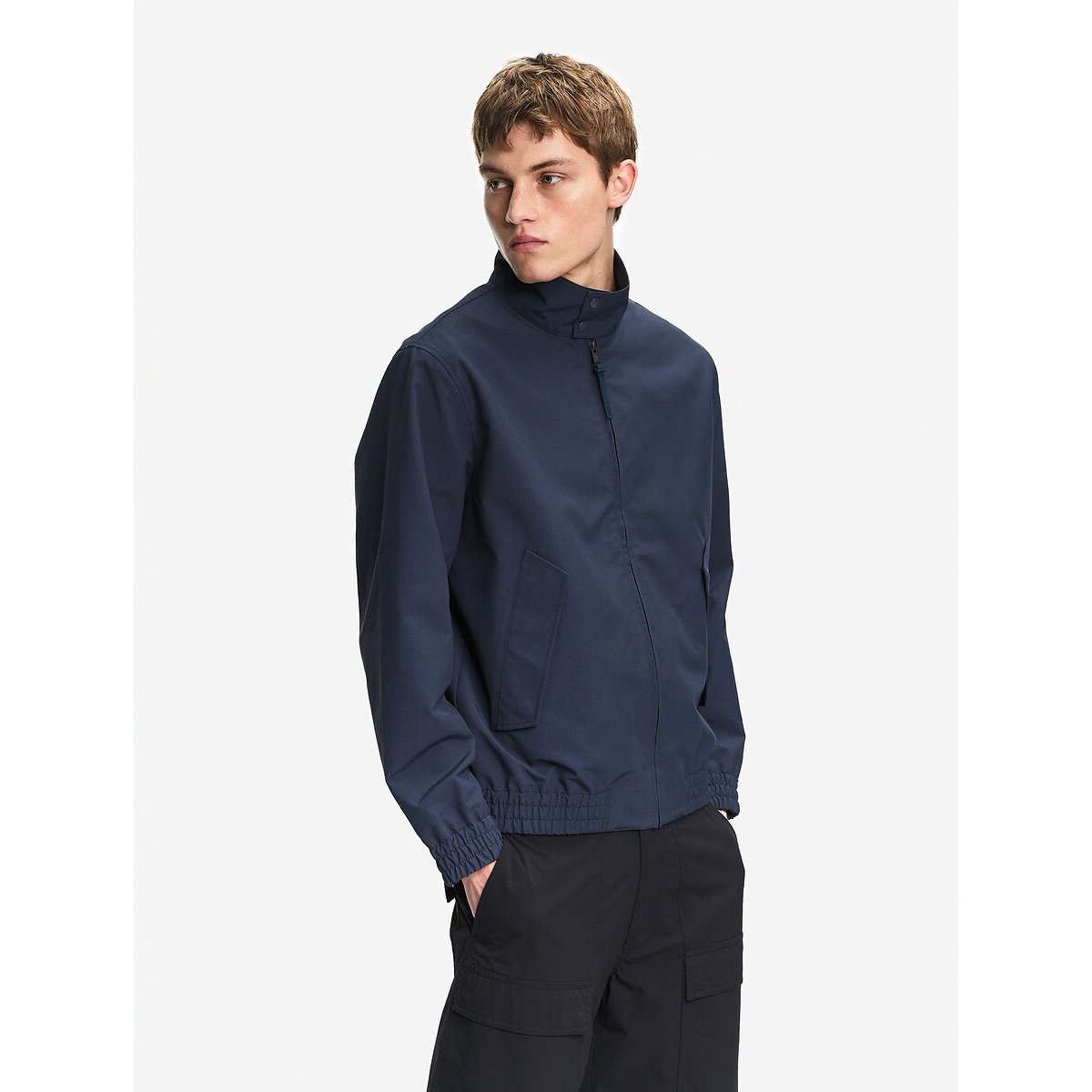 Harrigton kort jack in waterafstotende keperstof marineblauw, AIGLE
