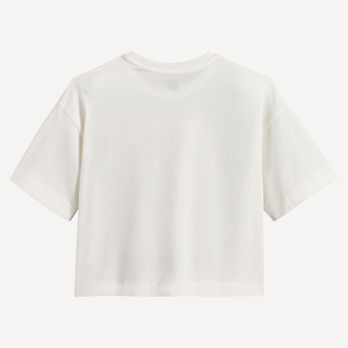 T-shirt à message pailleté, à col rond, manches courtes blanc, LA REDOUTE COLLECTIONS