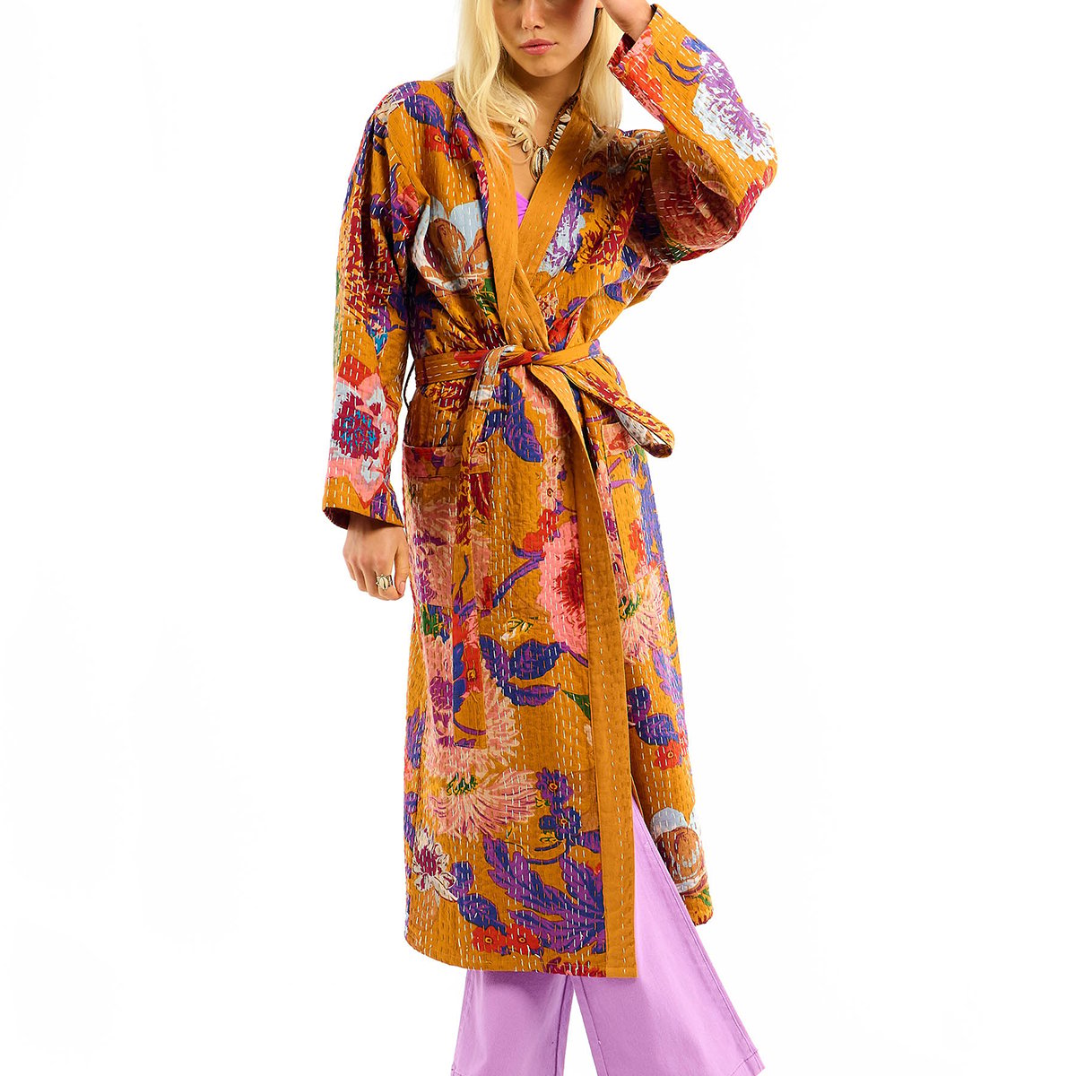 Kimono motif floral TOMMY jaune, WILD