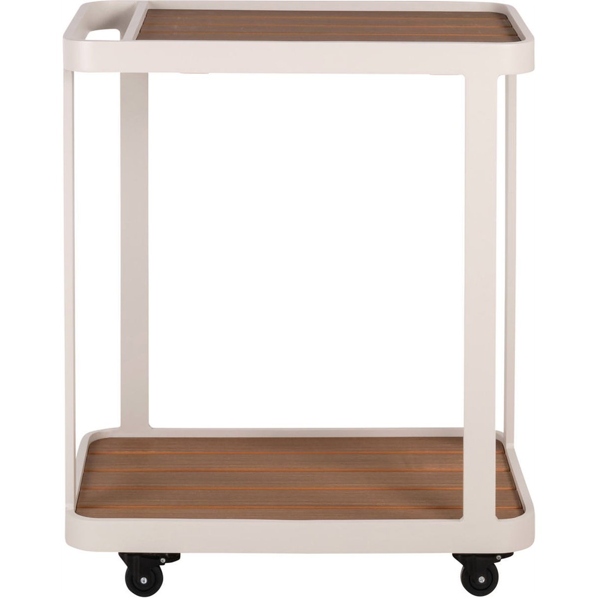 Desserte de jardin à roulettes en aluminium beige et effet bois, RECOLLECTION