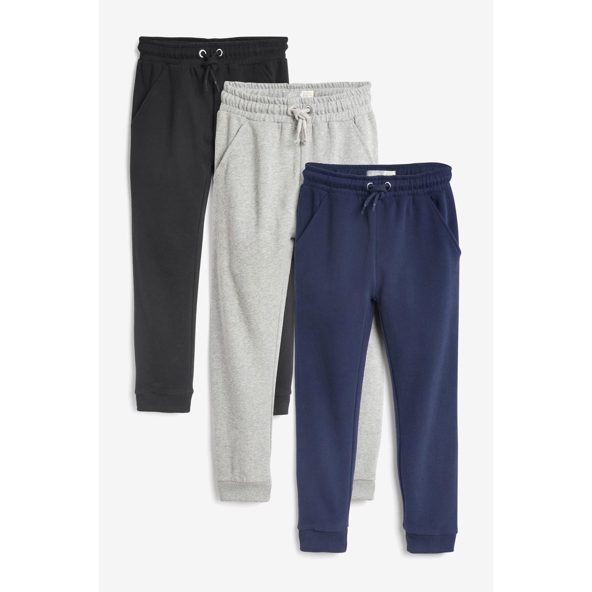 Pantalons de jogging en jersey doux, lot de 3 bleu marine, gris, noir, NEXT