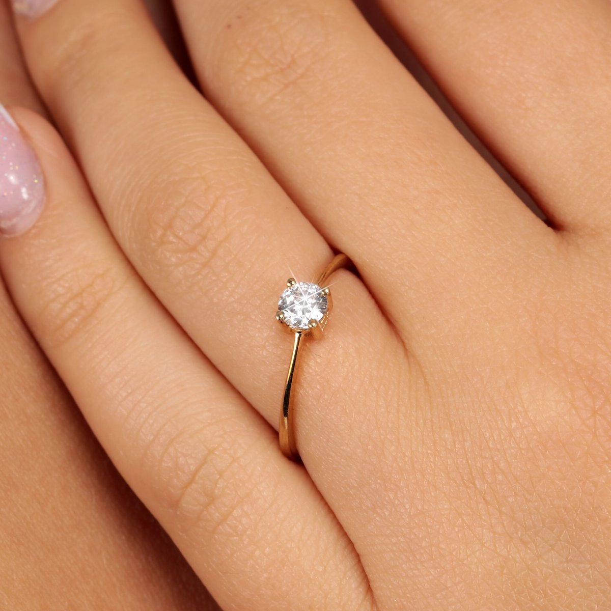 Bague en or jaune 375, zircon B-CLASSIC or jaune, BLUESPIRIT