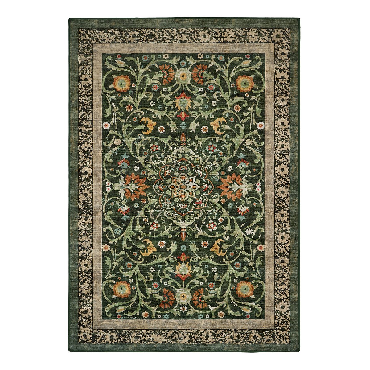 Eco-Washable Country Paisley Green Rug green, HUG RUG