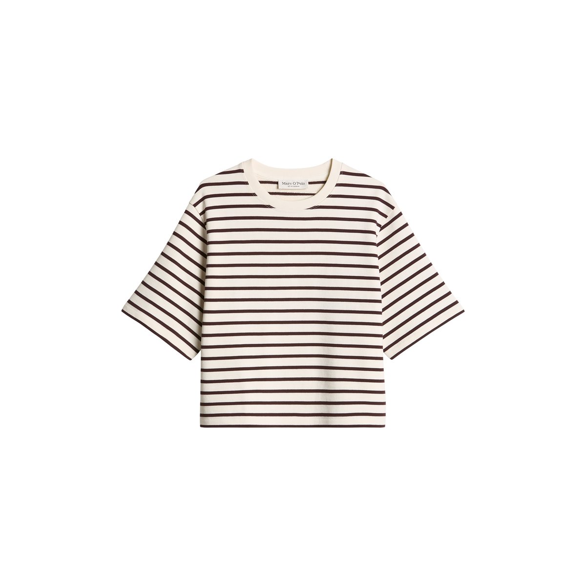 Sweat-shirt rayé à manches courtes cropped en sweat léger rouge, MARC O'POLO