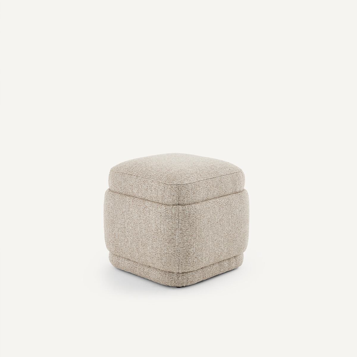 Pouf en tissu texturé, CLEOPHEE beige chiné, AM.PM