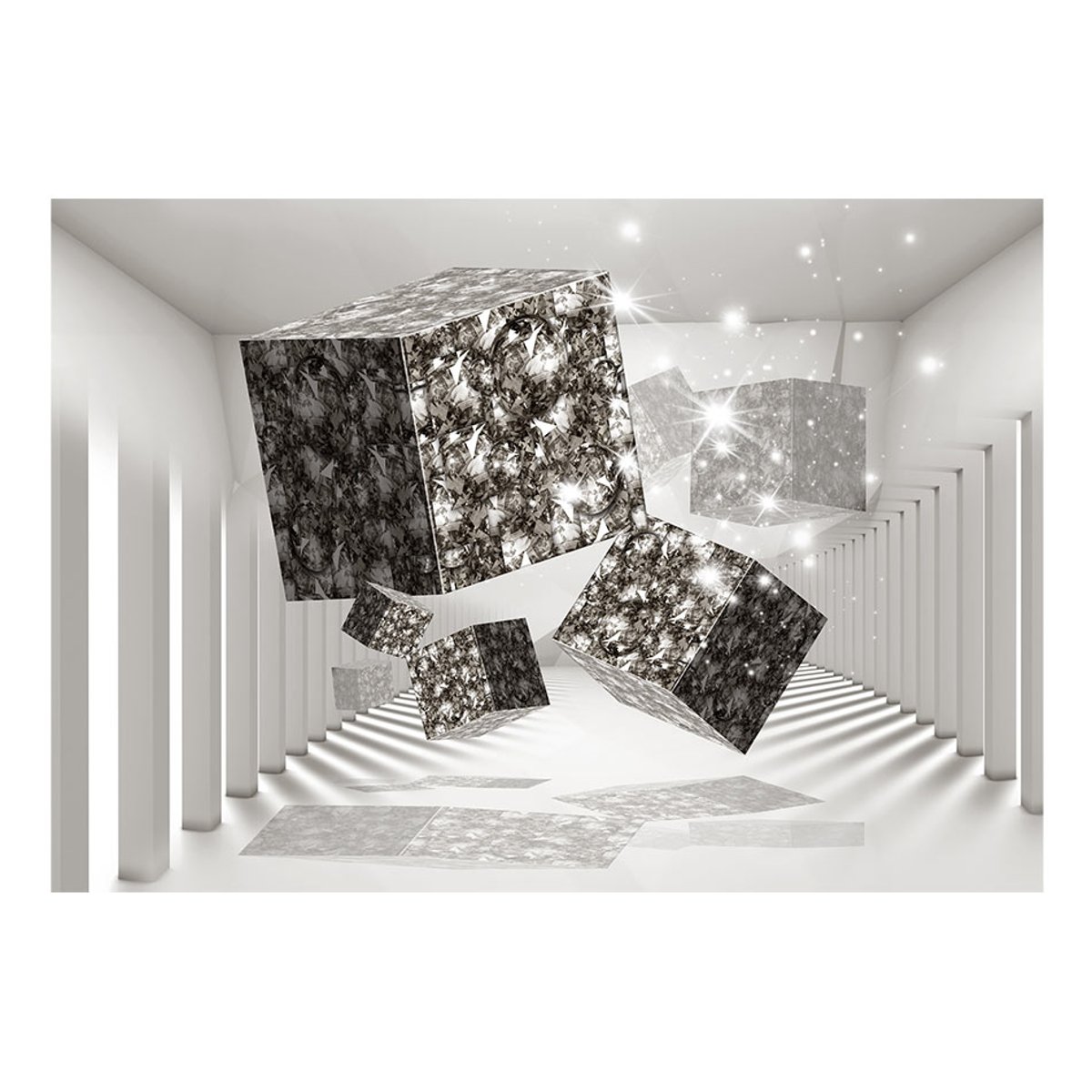Papier peint intissé panoramique Abstractions Modern Art gris / argent, EDEN
