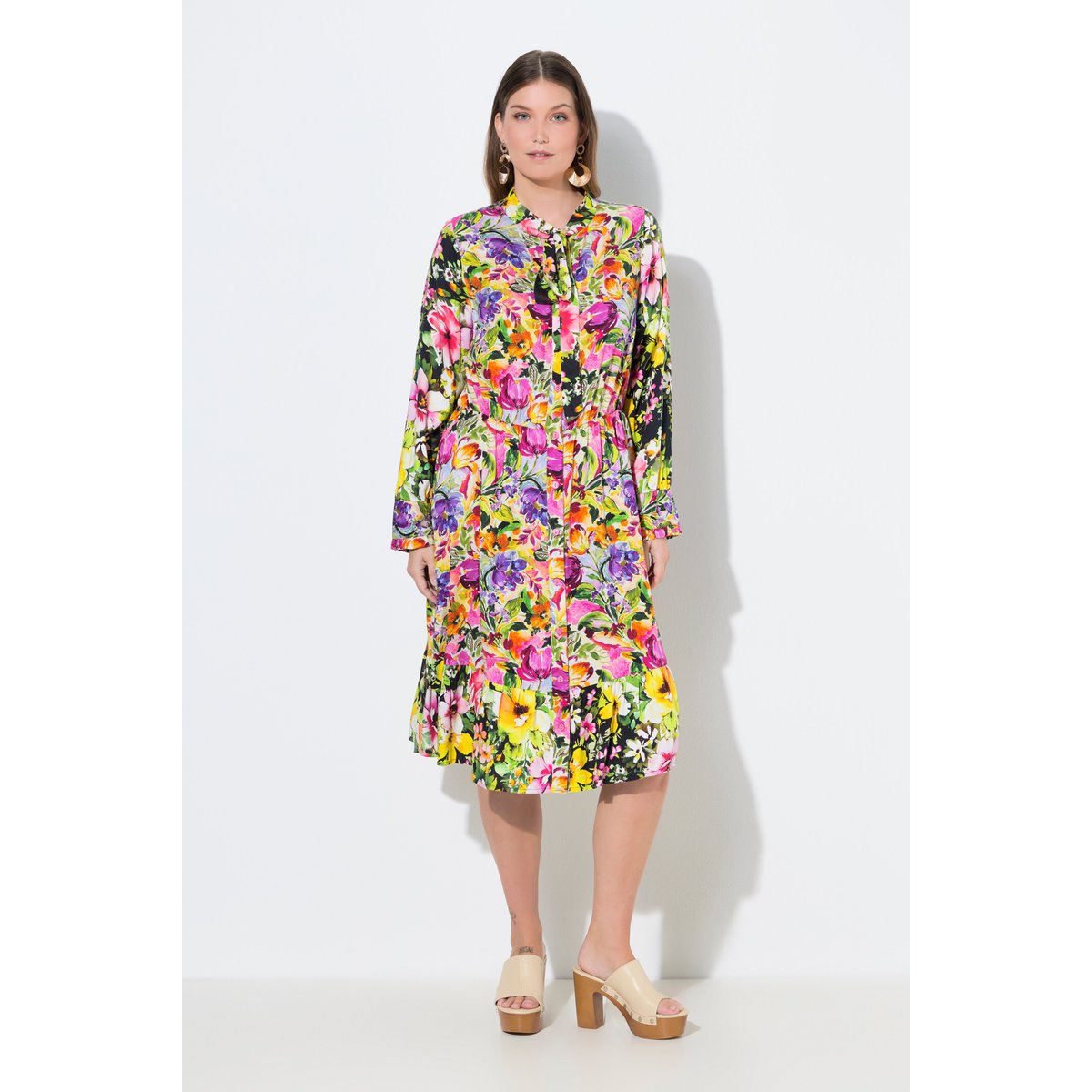 Robe midi coupe évasée, jeu d'imprimés baie d'été, ULLA POPKEN