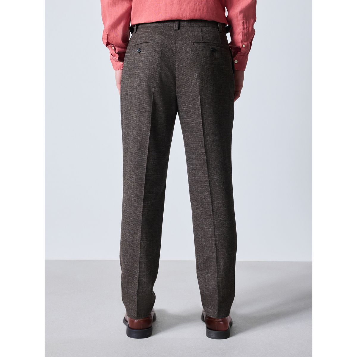 Pantalon habillé texturé en laine mélangée marron, NEXT