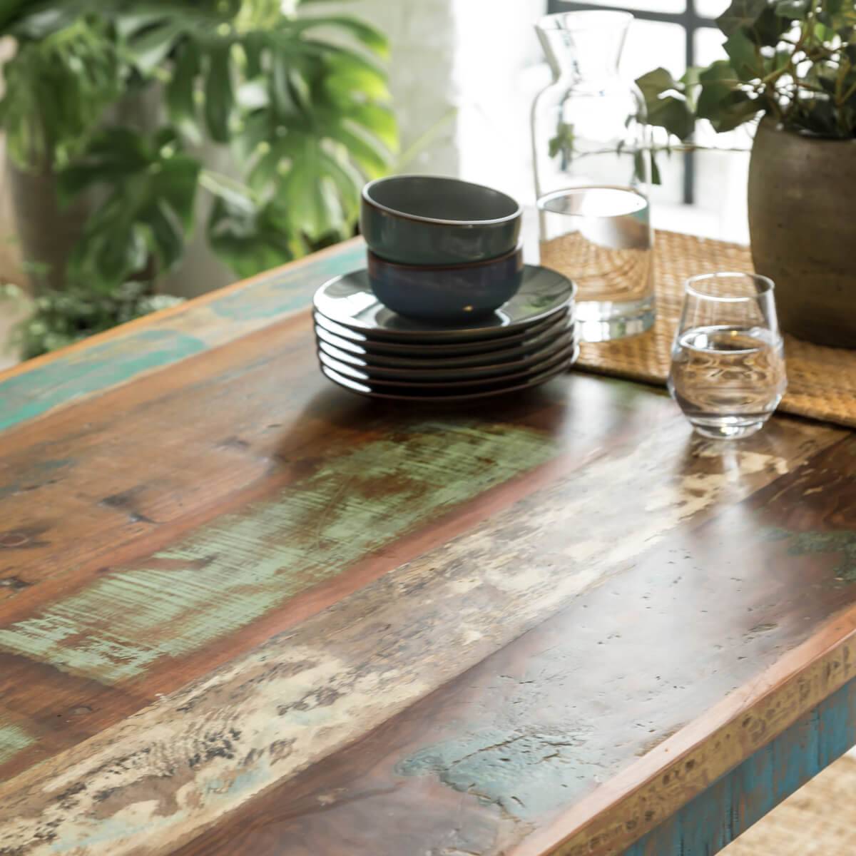Table à manger en bois massif ETHNIK multicolore, MADE IN MEUBLES