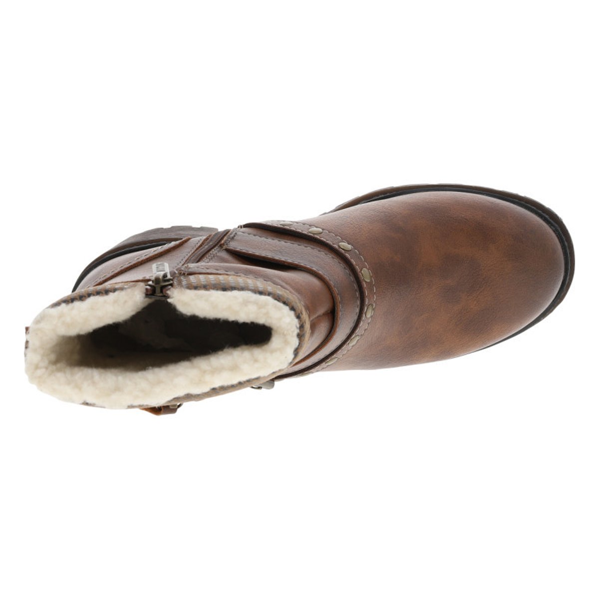 Boots marron à talon décroché moyen avec un zip côté interne marron, MUSTANG