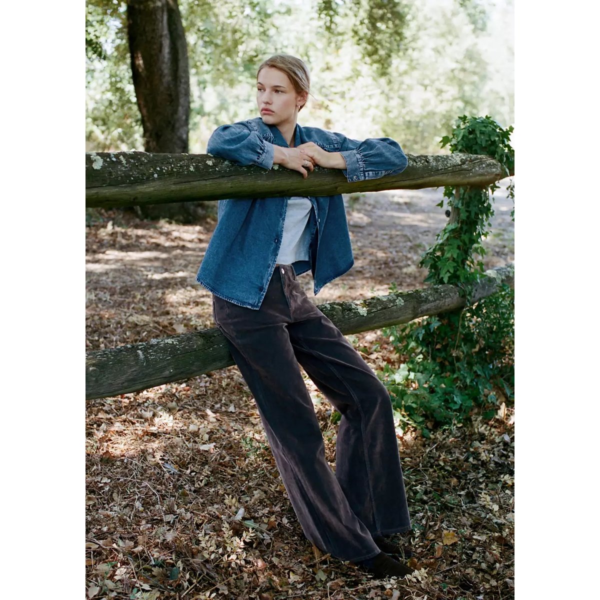 Jean wide leg en velours chocolat, MANGO TEEN