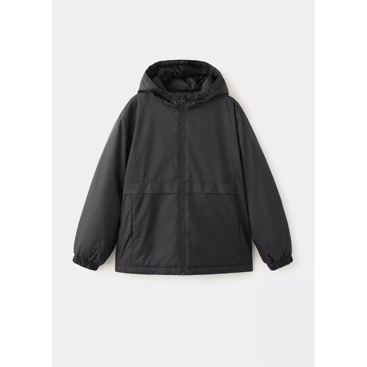 Anorak matelassé à capuche noir, MANGO KIDS