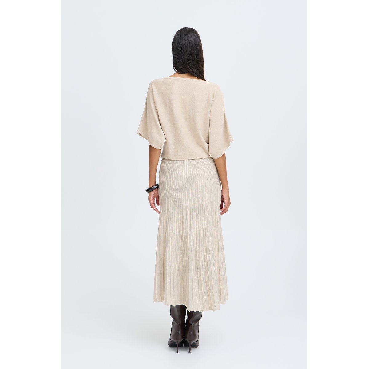 Pull en maille manches longues beige oatmeal, B.YOUNG