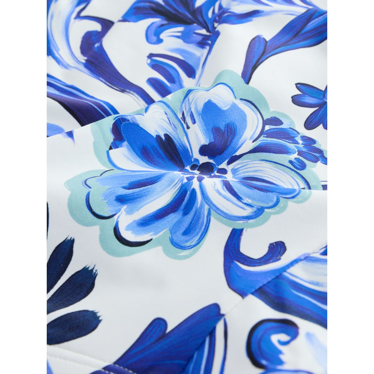 Bas de bikini échancré porcelaine blanche et bleue, NEXT