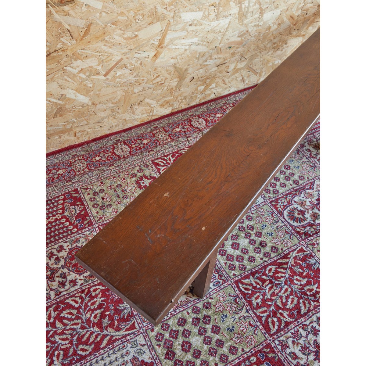 Banc de ferme en bois Antoine N°428 - Bon état bois foncé, DEBONGOUT