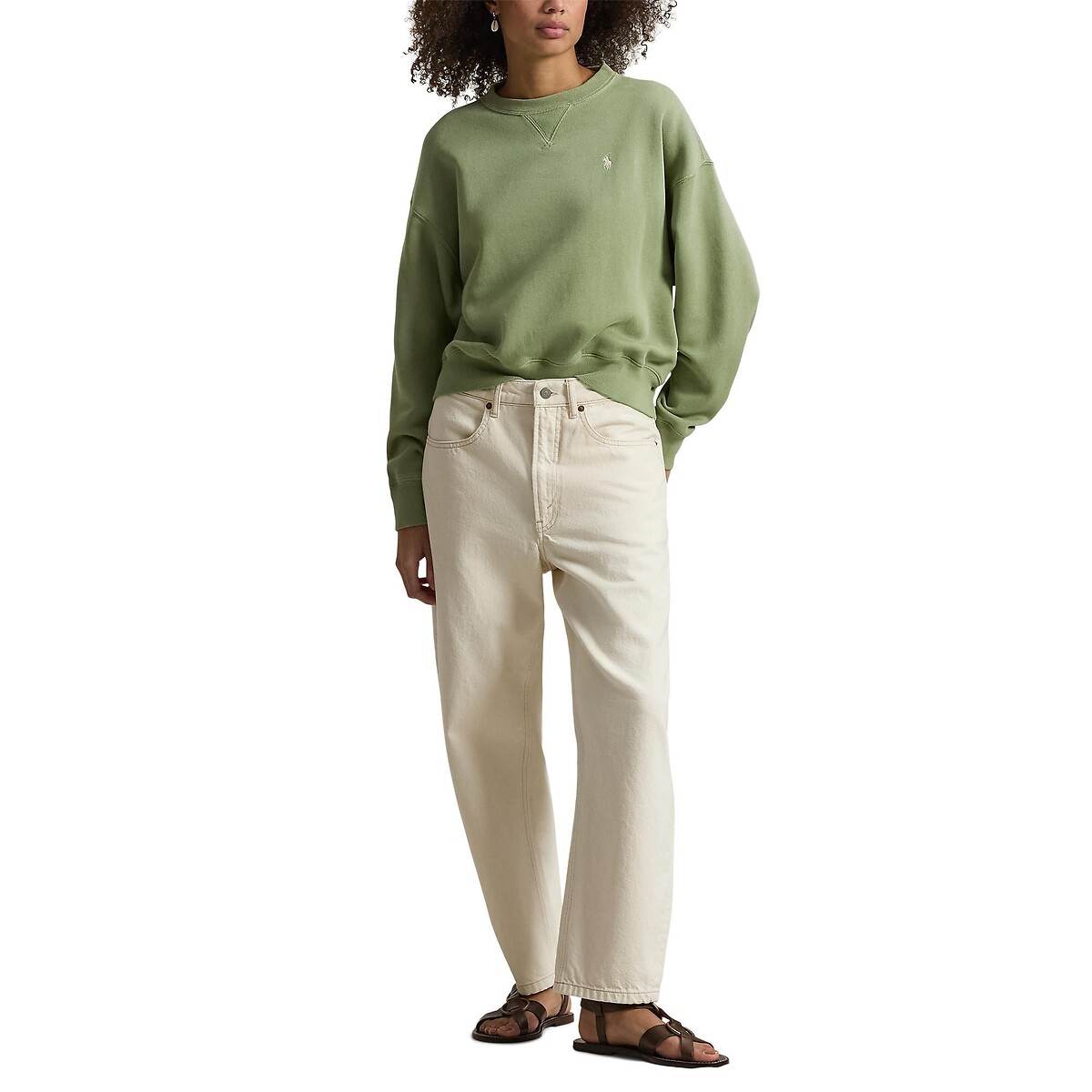 Sweater met ronde hals en V-vormige inzet, met lange mouwen groen , POLO RALPH LAUREN
