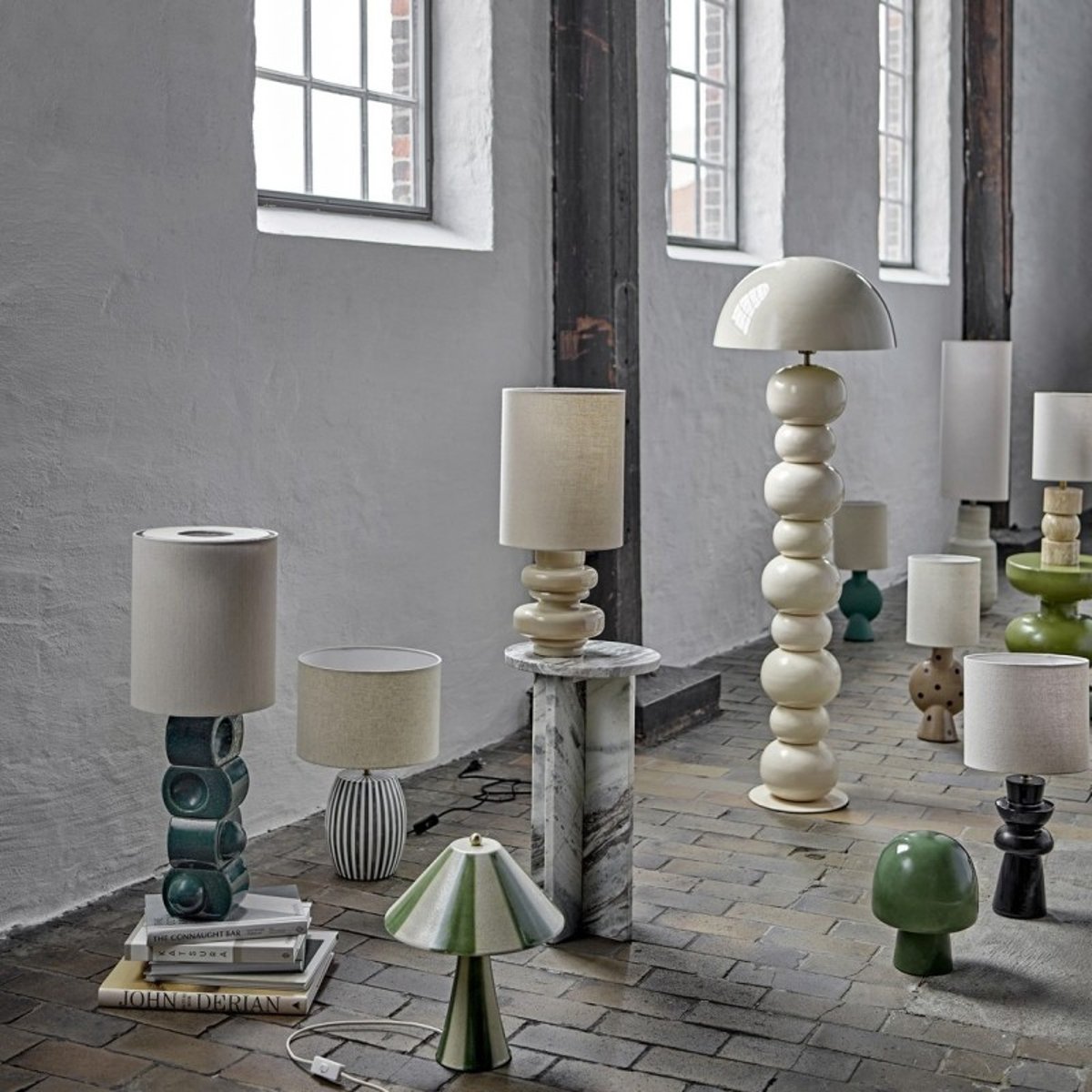 Lampe de table abat-jour lin TALI gris, BLOOMINGVILLE