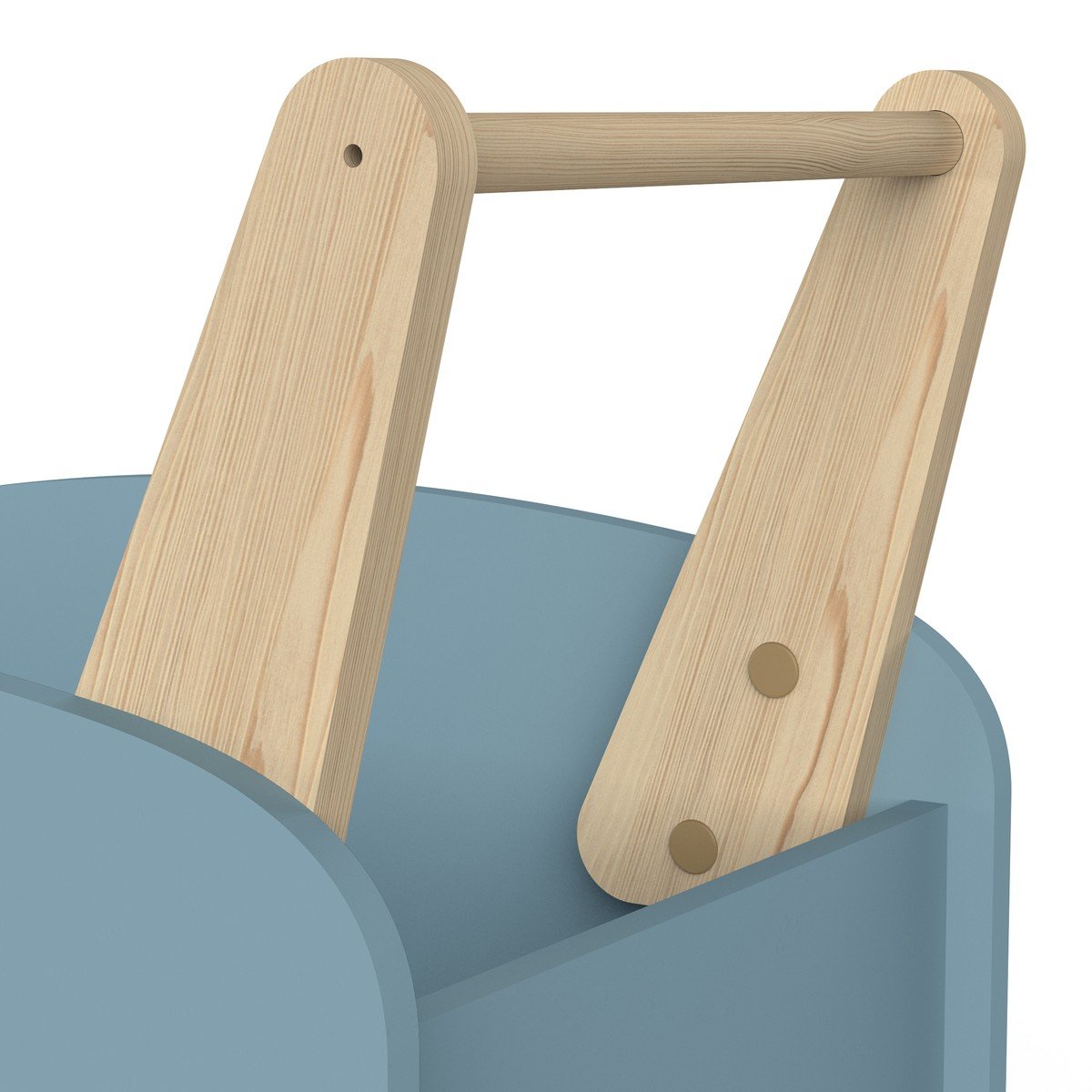 Chariot de rangement à roulettes L49,8 cm - FIRMIANA bleu orage / bois, CALICOSY