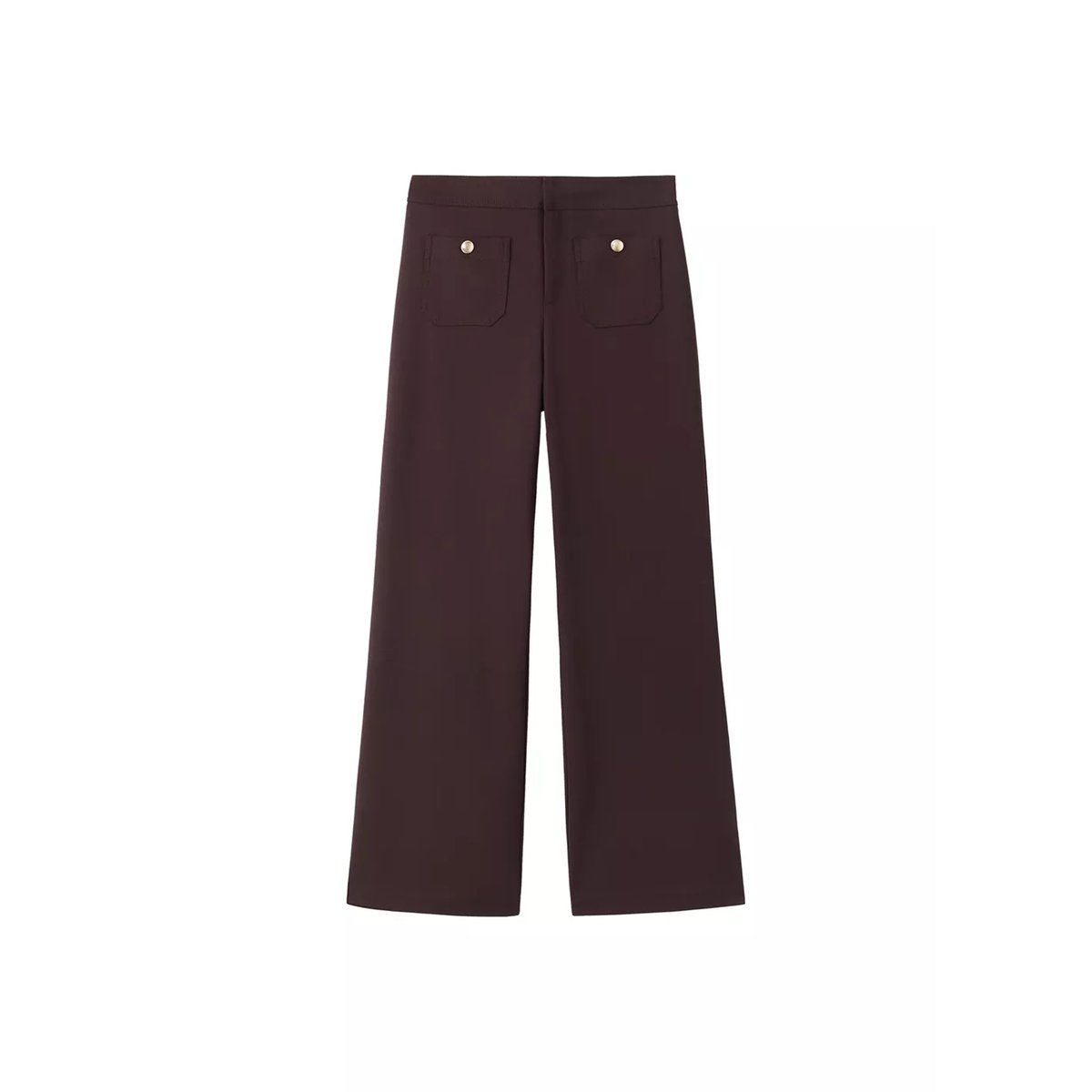 Pantalon droit boutons bijou lie de vin, MANGO