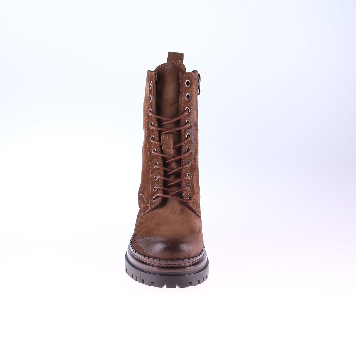 Botas de ante con cordones caoba, MJUS