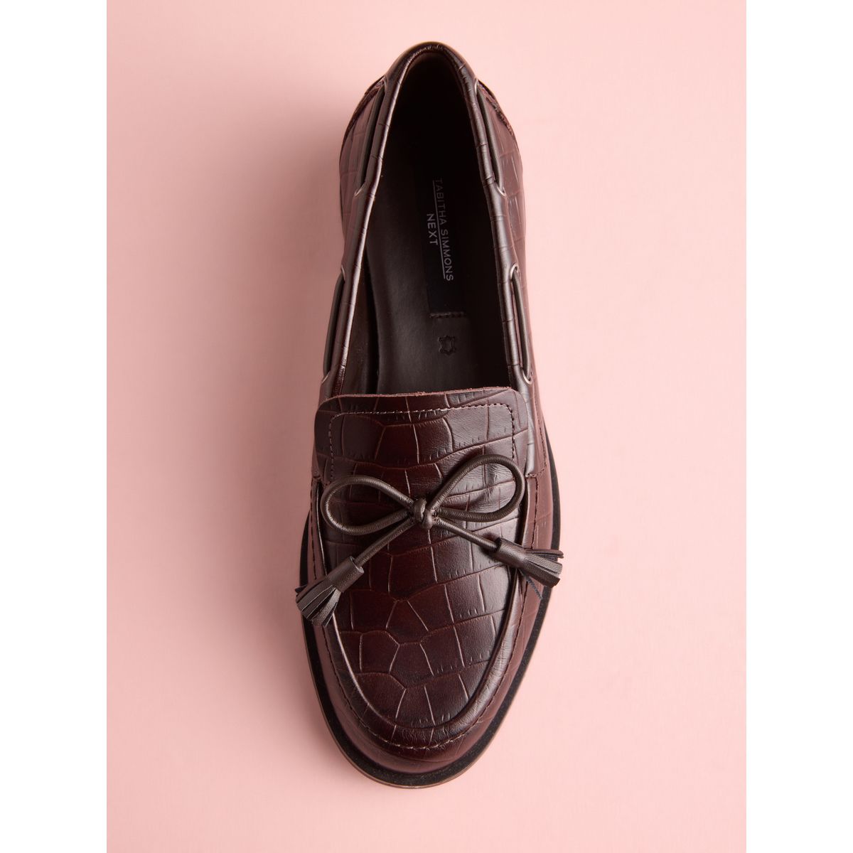 Mocassins en cuir tabitha simmons x next crocodile en relief marron chocolat, NEXT