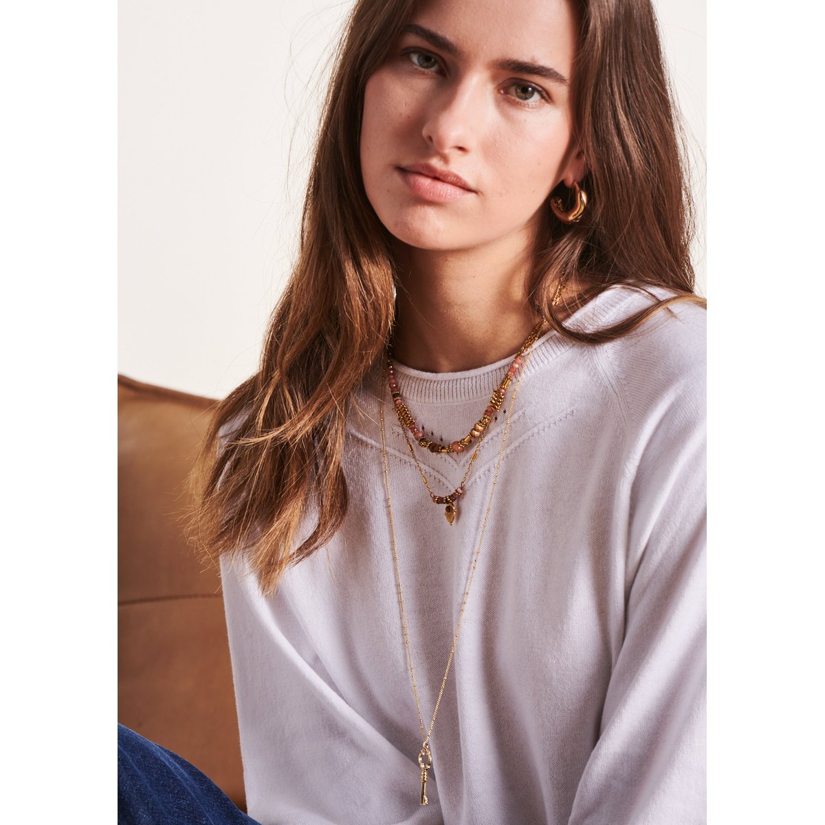 Pull oversize à manches 3/4 blanc, LA FEE MARABOUTEE