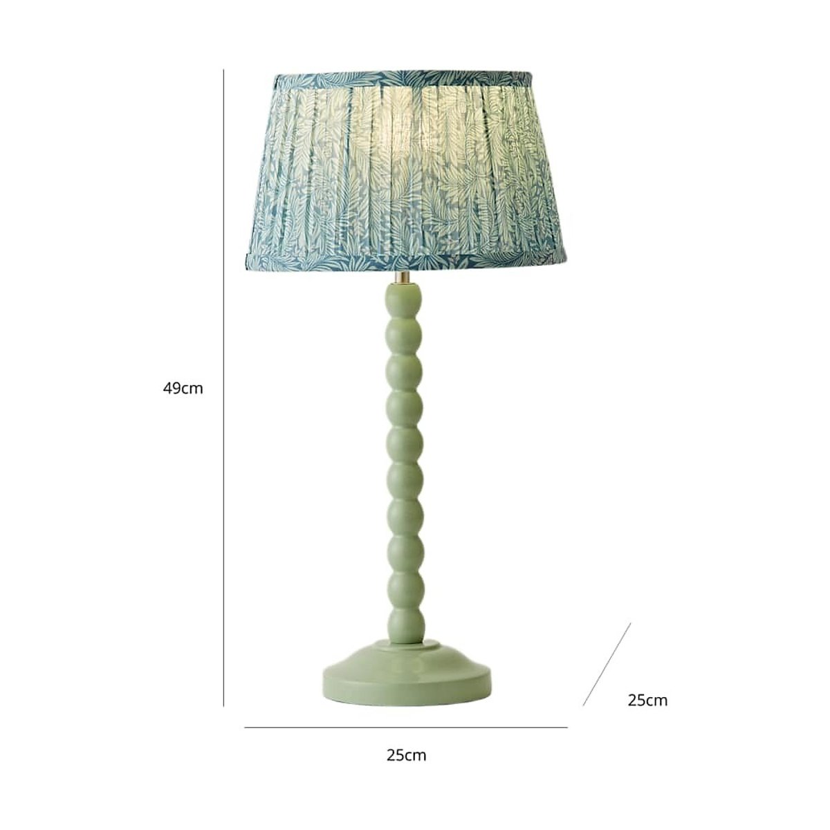 Bobbie Painted Bobbin Table Lamp with Leaf Pleated Shade green, SO'HOME