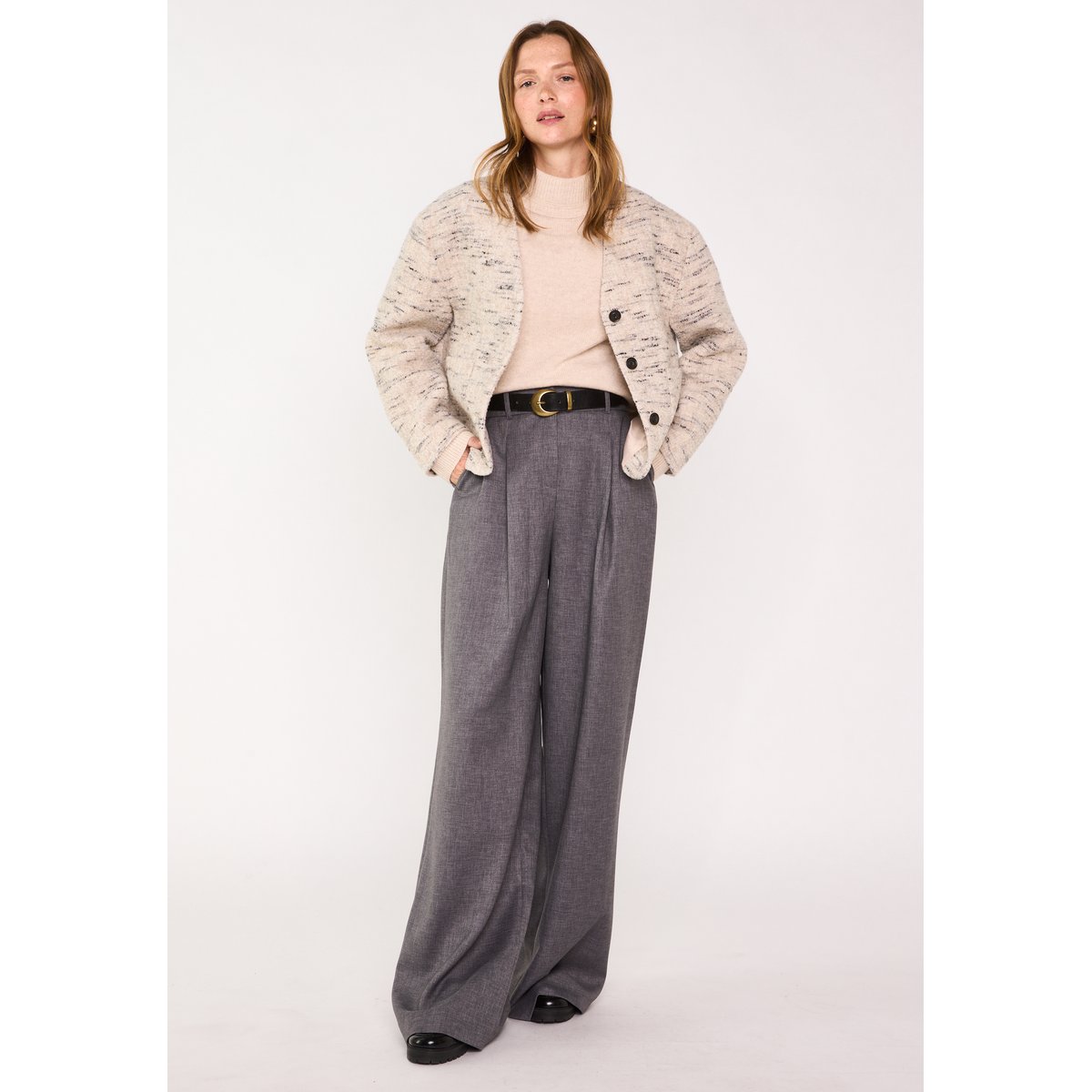 Veste COLETTE en tweed beige, Maison 123
