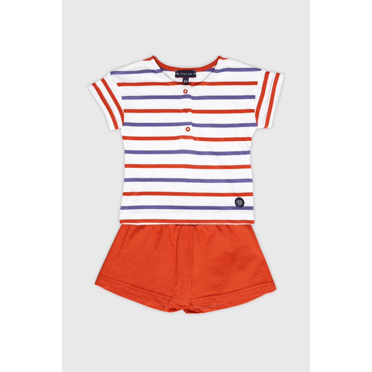 Ensemble pyjashort en coton BABY blanc/skipper/ketchup, ARMOR-LUX