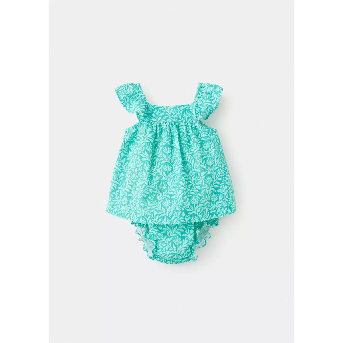 Robe et culotte à fleurs vert d´eau, MANGO BABY