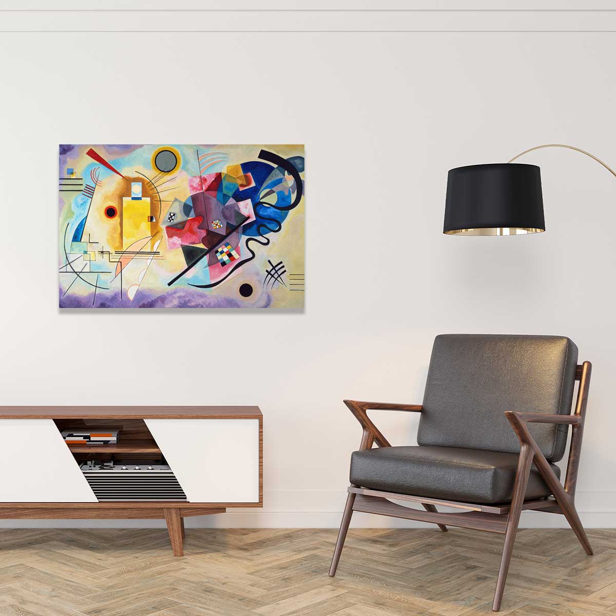 Tableau célèbre Kandinsky Jaune, Rouge, Bleu tableau alu dibond, HEXOA
