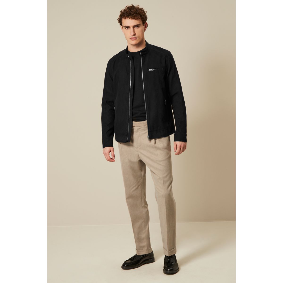 Veste style pilote en imitation daim noir, NEXT