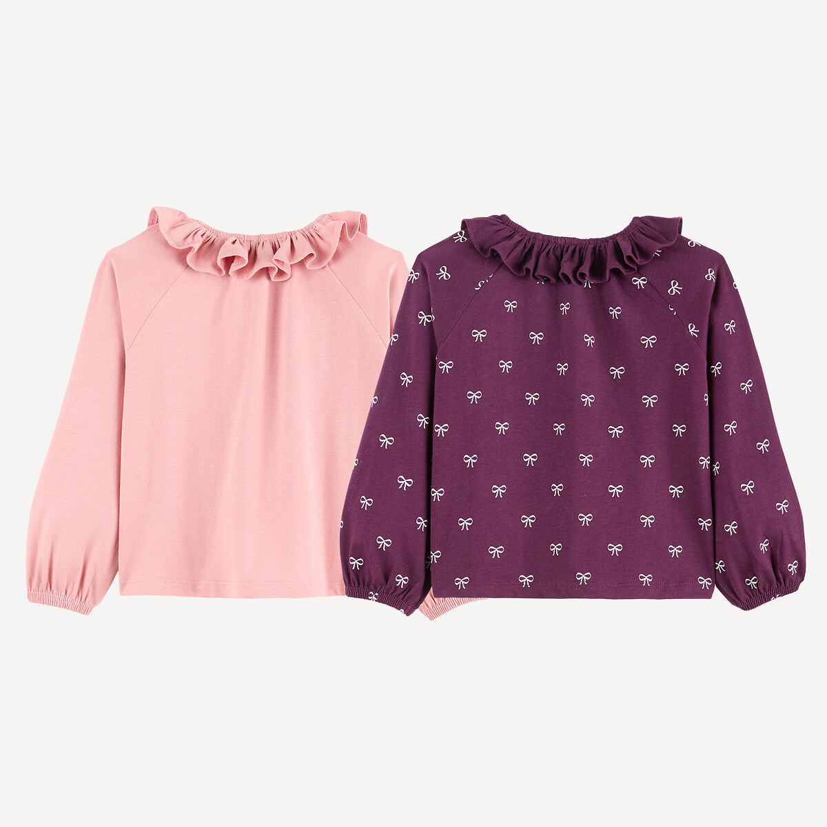 Lot de 2 t-shirts manches longues rose + imprimé, LA REDOUTE COLLECTIONS