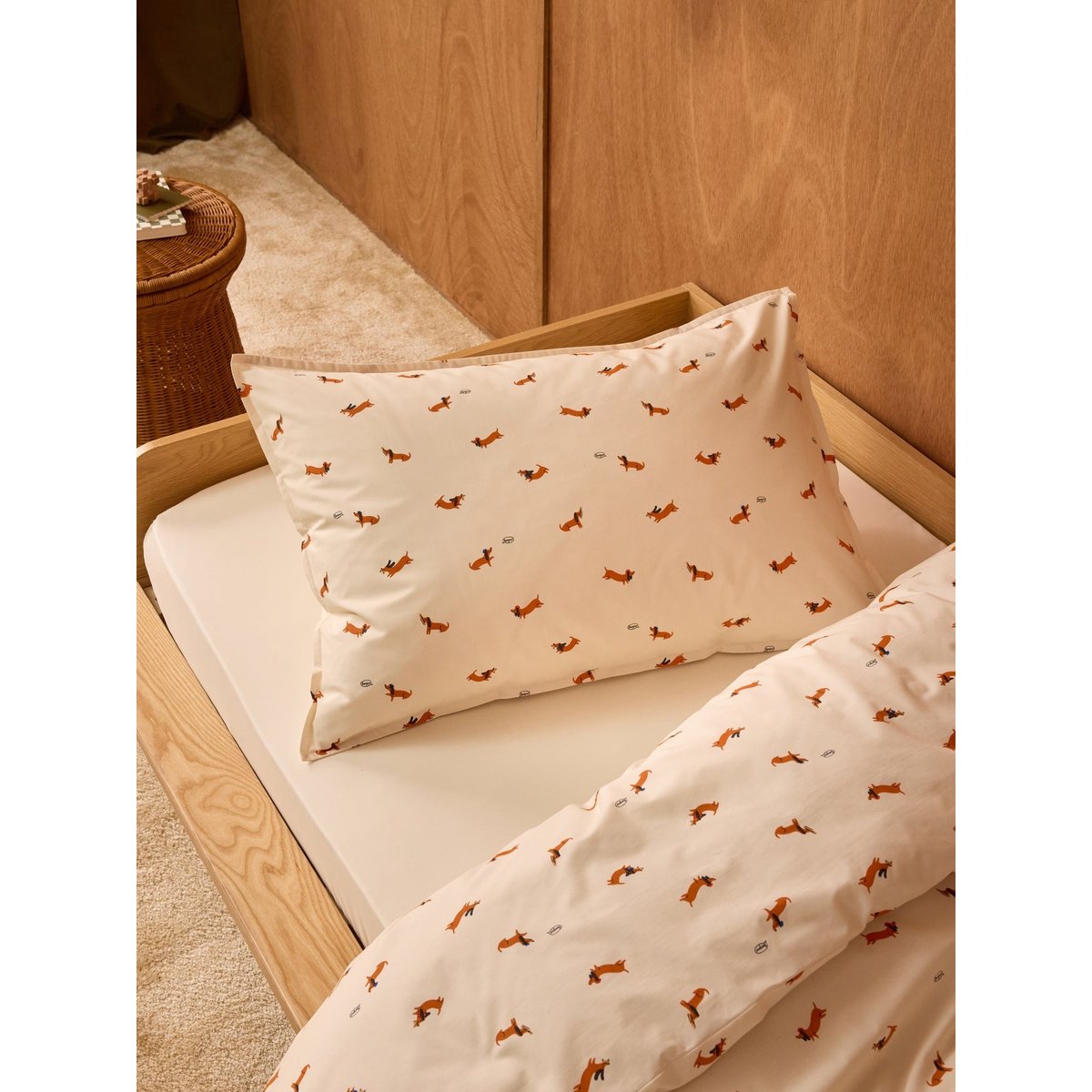 Taie d'oreiller percale de coton "Loki" chocolat, CYRILLUS