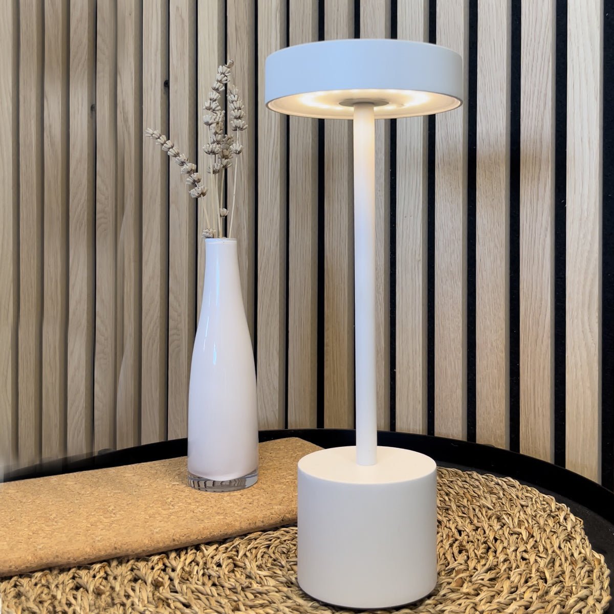 Lampe de table sans fil touch LED ROBY blanc, LUMISKY