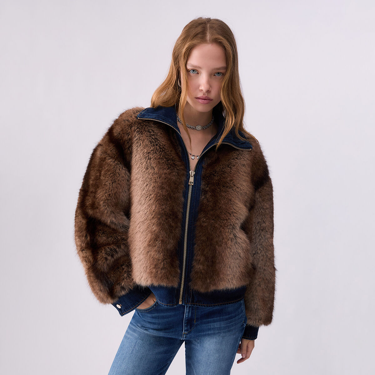 Veste en imitation fourrure beige, LIU JO