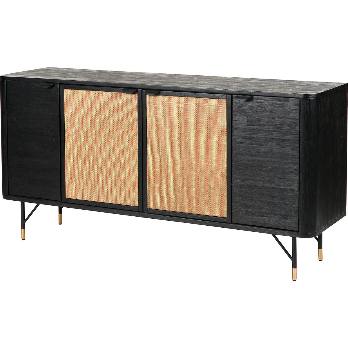Fenix Acacia Rattan 4 Door Sideboard black/natural, ÉDITÉ