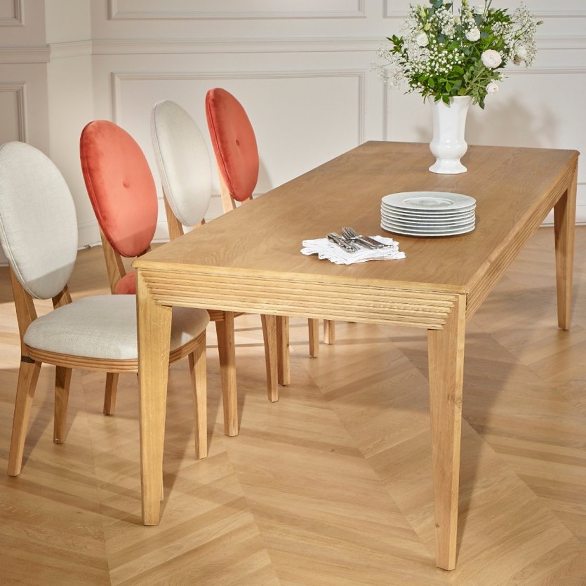 Table rectangulaire en chêne, 10 couverts TAYLOR teinte claire, ROBIN DES BOIS