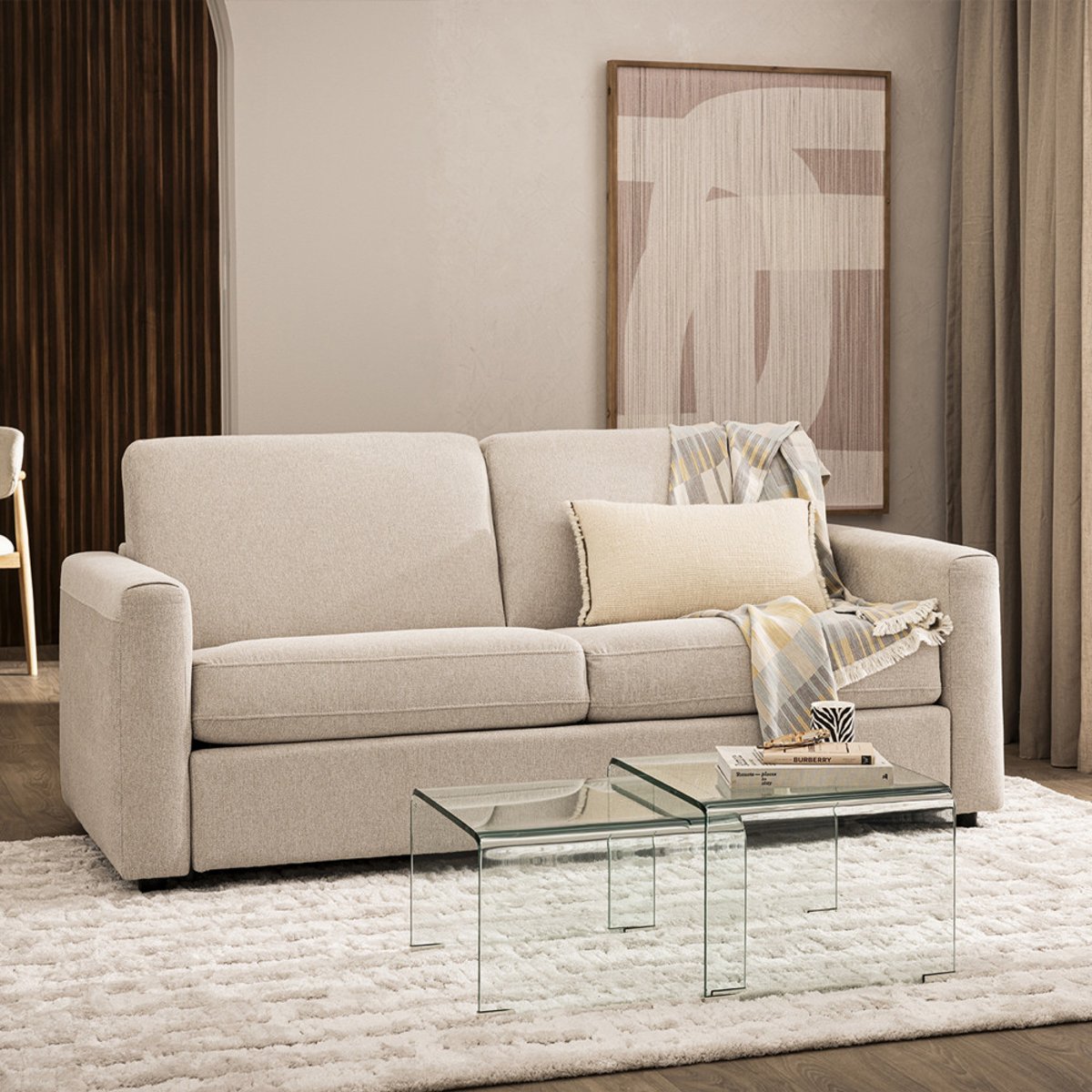 Lot de 2 tables basses gigognes en verre- NIDO transparent, DRAWER