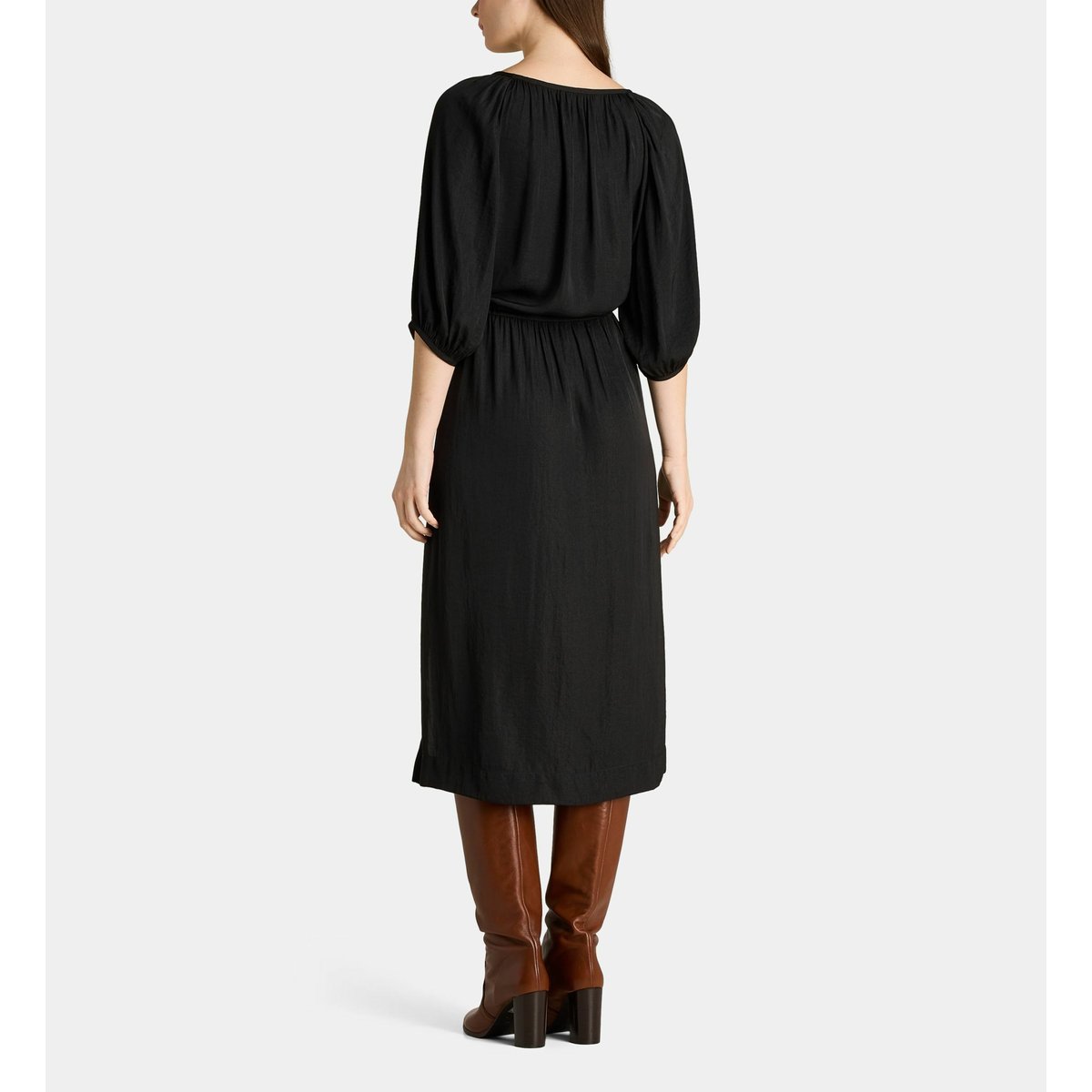 Robe diane sat fluide mi-longue noir, GALERIES LAFAYETTE