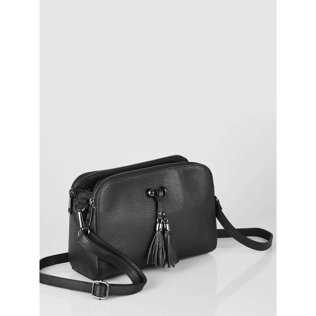 SAC BANDOULIERE Caviar cuir nero, MILANO